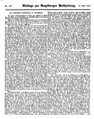 Augsburger Postzeitung Samstag 17. Juni 1854