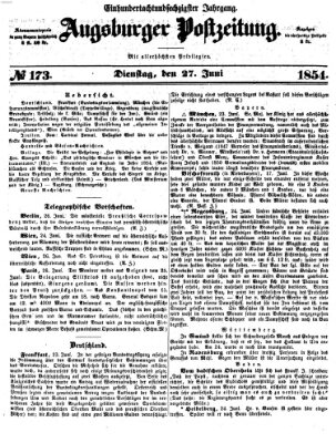 Augsburger Postzeitung Dienstag 27. Juni 1854