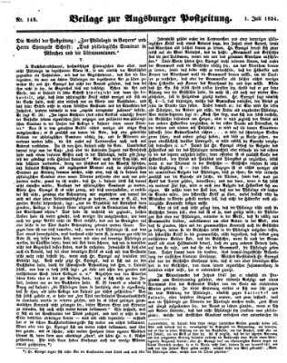 Augsburger Postzeitung Samstag 1. Juli 1854