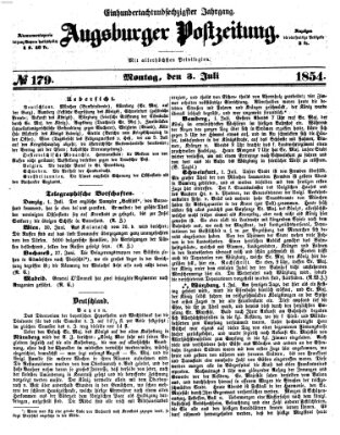 Augsburger Postzeitung Montag 3. Juli 1854