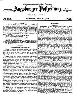 Augsburger Postzeitung Mittwoch 5. Juli 1854