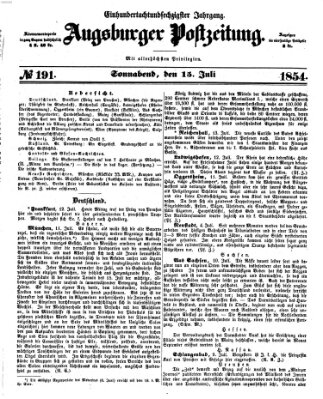 Augsburger Postzeitung Samstag 15. Juli 1854