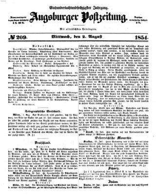 Augsburger Postzeitung Mittwoch 2. August 1854