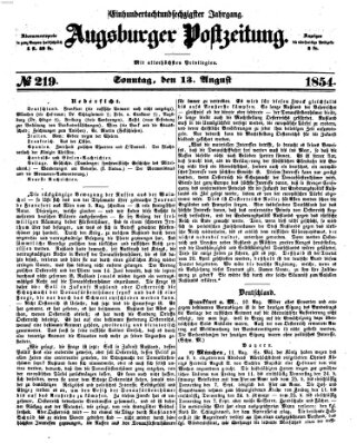 Augsburger Postzeitung Sonntag 13. August 1854