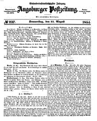 Augsburger Postzeitung Donnerstag 31. August 1854