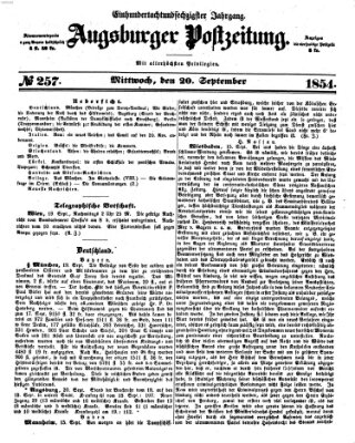 Augsburger Postzeitung Mittwoch 20. September 1854