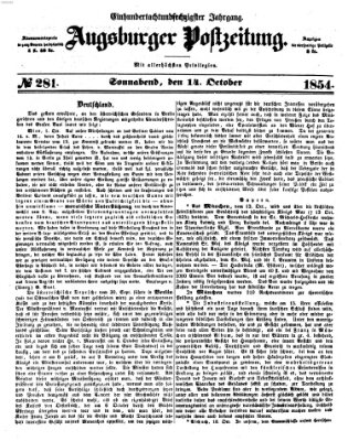 Augsburger Postzeitung Samstag 14. Oktober 1854