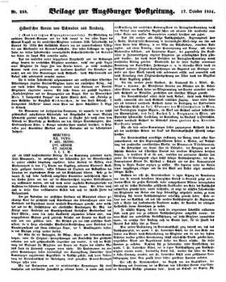 Augsburger Postzeitung Dienstag 17. Oktober 1854