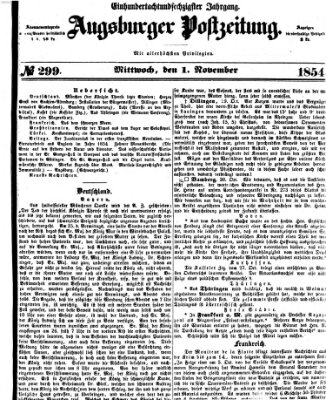 Augsburger Postzeitung Mittwoch 1. November 1854