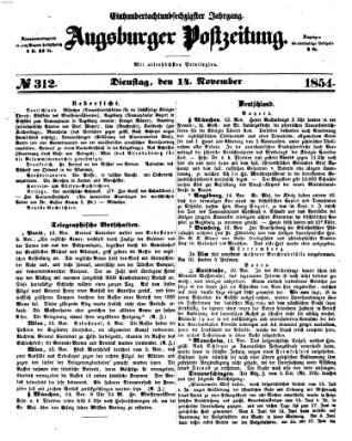 Augsburger Postzeitung Dienstag 14. November 1854