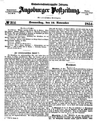 Augsburger Postzeitung Donnerstag 16. November 1854