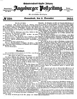 Augsburger Postzeitung Samstag 2. Dezember 1854