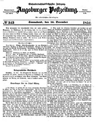 Augsburger Postzeitung Samstag 16. Dezember 1854