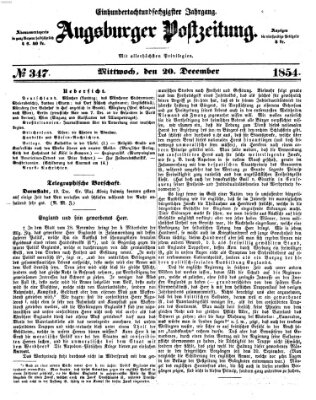 Augsburger Postzeitung Mittwoch 20. Dezember 1854