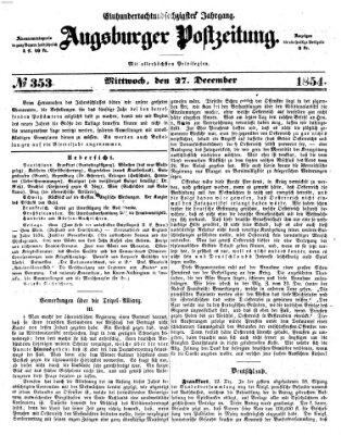 Augsburger Postzeitung Mittwoch 27. Dezember 1854