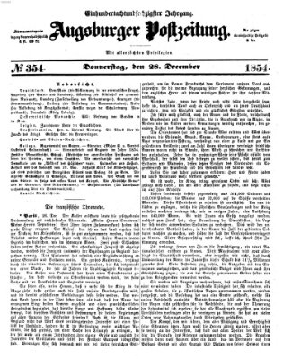 Augsburger Postzeitung Donnerstag 28. Dezember 1854