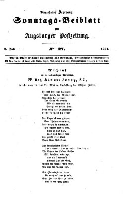 Augsburger Postzeitung. Sonntags-Beiblatt (Augsburger Postzeitung) Sonntag 2. Juli 1854