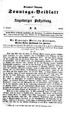 Augsburger Postzeitung. Sonntags-Beiblatt (Augsburger Postzeitung) Sonntag 9. Januar 1853