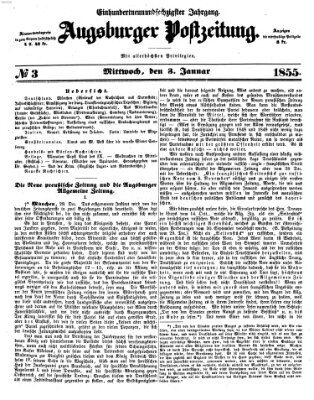 Augsburger Postzeitung Mittwoch 3. Januar 1855