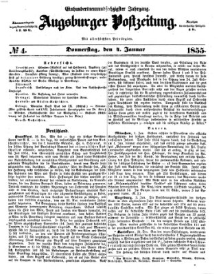 Augsburger Postzeitung Donnerstag 4. Januar 1855