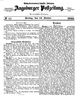 Augsburger Postzeitung Freitag 12. Januar 1855