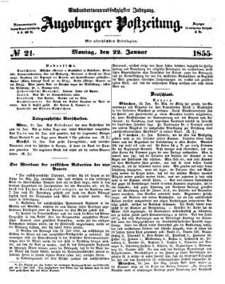 Augsburger Postzeitung Montag 22. Januar 1855