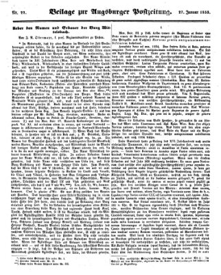 Augsburger Postzeitung Samstag 27. Januar 1855