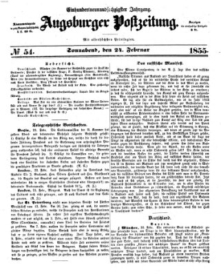 Augsburger Postzeitung Samstag 24. Februar 1855