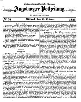 Augsburger Postzeitung Mittwoch 28. Februar 1855