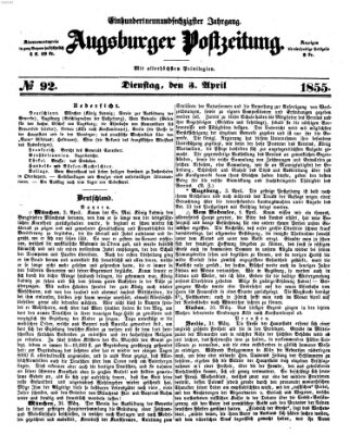 Augsburger Postzeitung Dienstag 3. April 1855