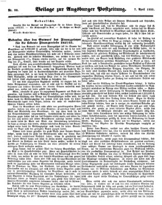 Augsburger Postzeitung Samstag 7. April 1855