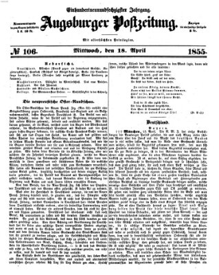 Augsburger Postzeitung Mittwoch 18. April 1855