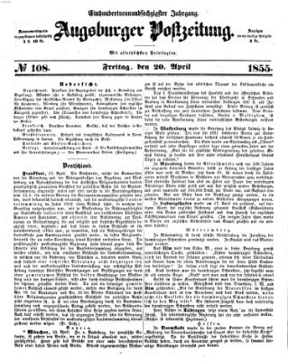 Augsburger Postzeitung Freitag 20. April 1855