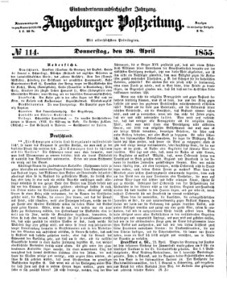 Augsburger Postzeitung Donnerstag 26. April 1855