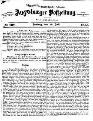 Augsburger Postzeitung Freitag 13. Juli 1855