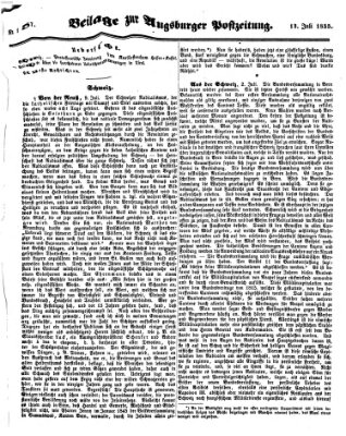 Augsburger Postzeitung Freitag 13. Juli 1855