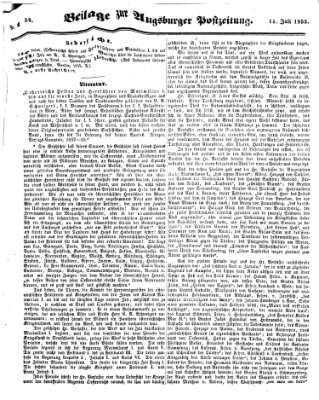 Augsburger Postzeitung Samstag 14. Juli 1855