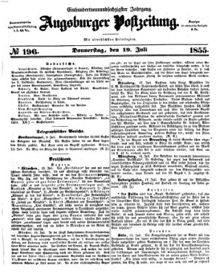 Augsburger Postzeitung Donnerstag 19. Juli 1855