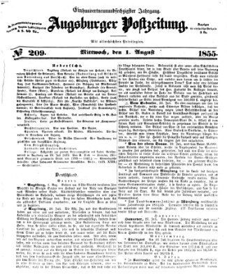 Augsburger Postzeitung Mittwoch 1. August 1855