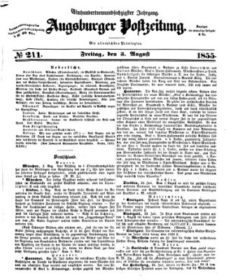 Augsburger Postzeitung Freitag 3. August 1855