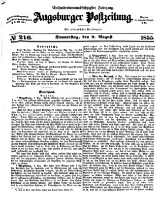 Augsburger Postzeitung Donnerstag 9. August 1855