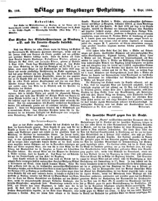 Augsburger Postzeitung Sonntag 2. September 1855