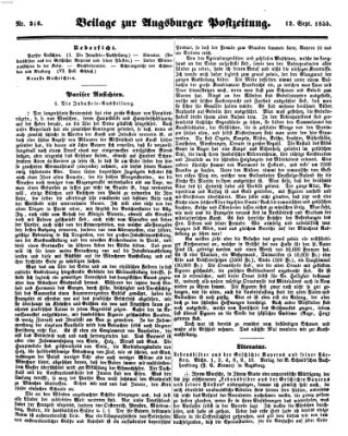 Augsburger Postzeitung Mittwoch 12. September 1855