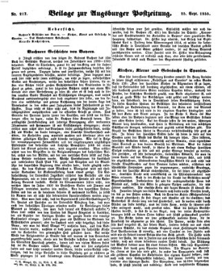 Augsburger Postzeitung Dienstag 25. September 1855