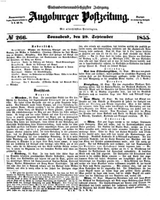 Augsburger Postzeitung Samstag 29. September 1855