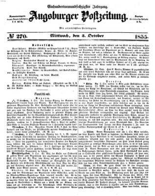 Augsburger Postzeitung Mittwoch 3. Oktober 1855