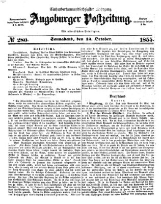 Augsburger Postzeitung Samstag 13. Oktober 1855