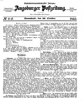 Augsburger Postzeitung Samstag 20. Oktober 1855