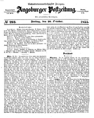 Augsburger Postzeitung Freitag 26. Oktober 1855