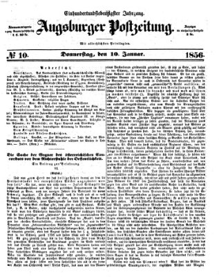 Augsburger Postzeitung Donnerstag 10. Januar 1856